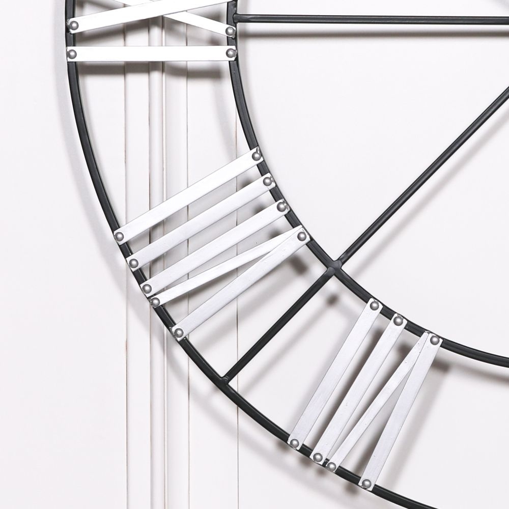 Product photograph of Large Silver Metal Numerals Wall Clock -102cm X 102cm from Choice Furniture Superstore.